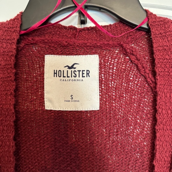 Hollister Open Cardigan - Burgundy  / Wine - Picture 4 of 9